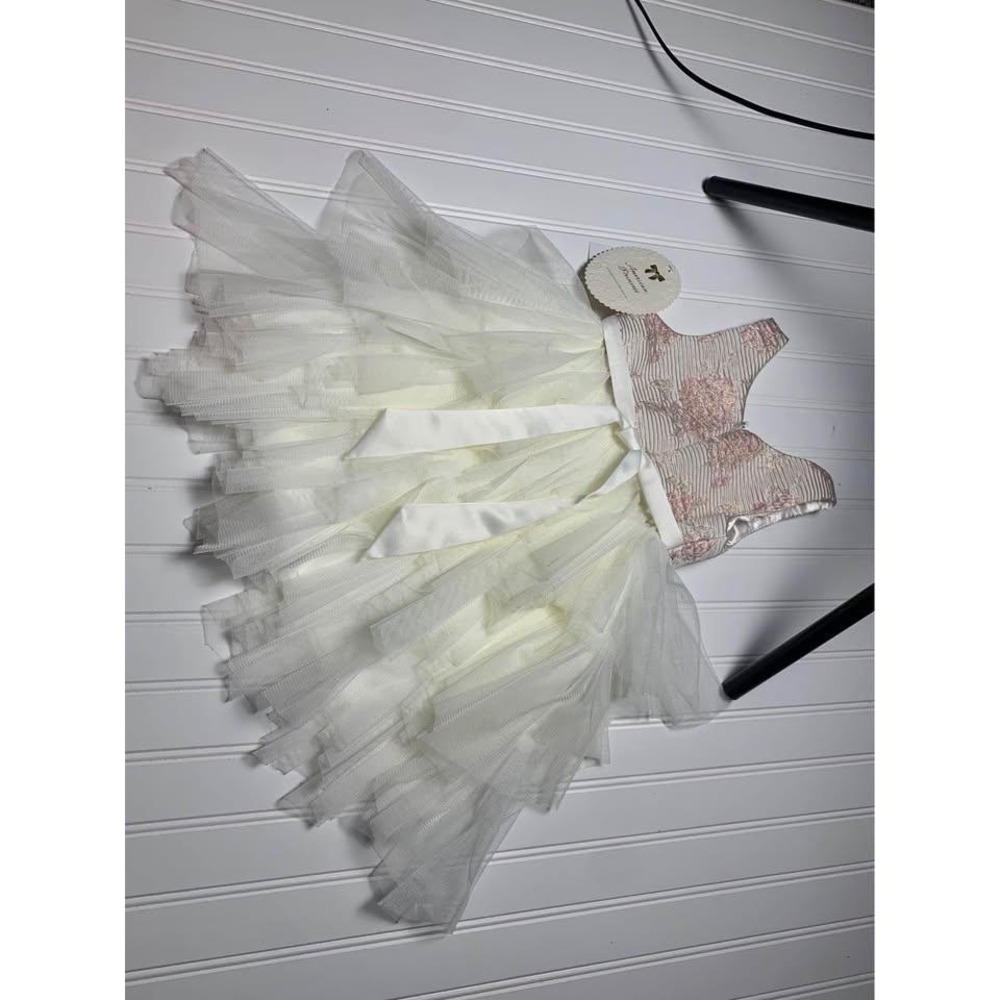American Princess Girls Dress Size 4T Floral Brocade Tulle Special Occasion